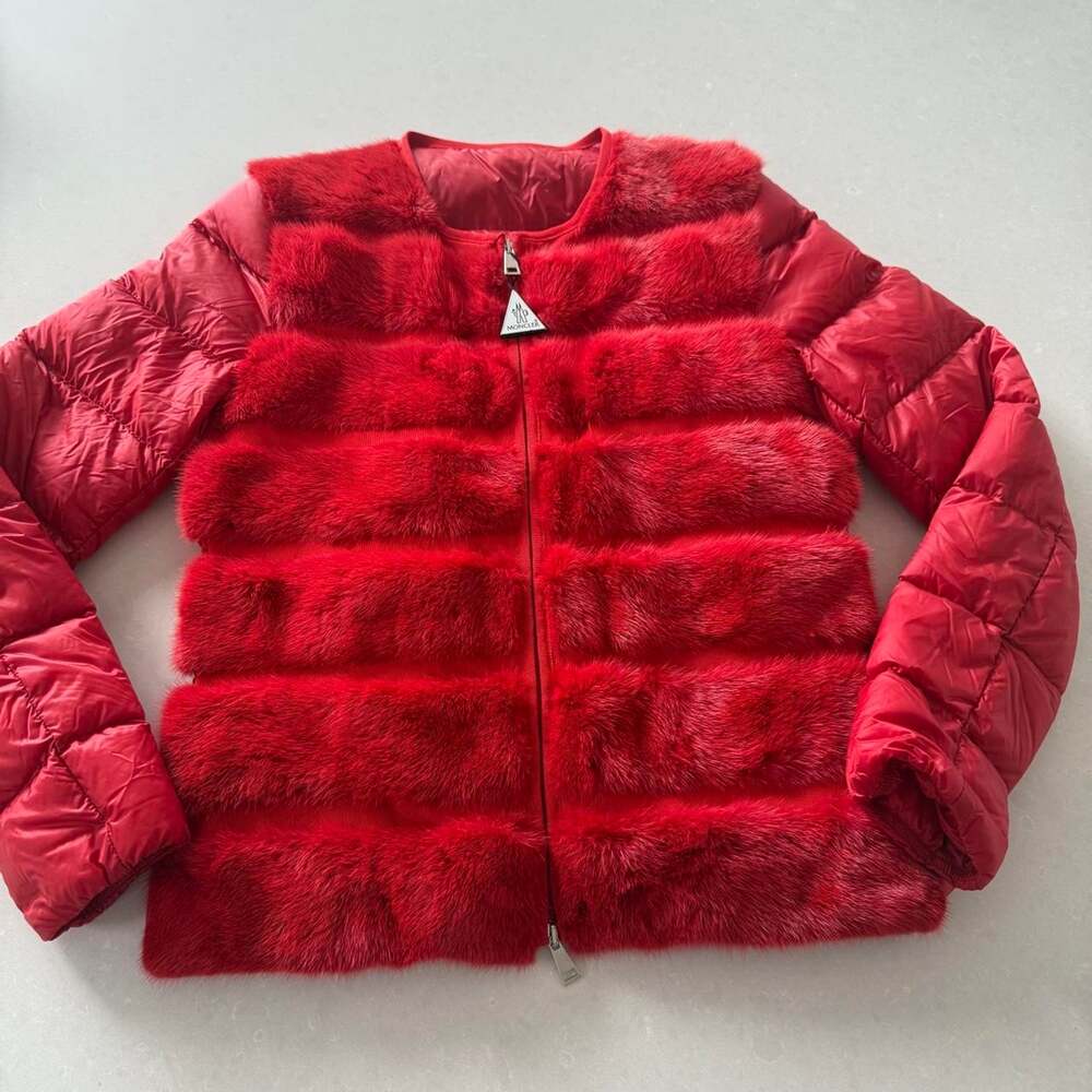 Moncler Cannelle Giubotto Red Mink Fur Puffer Jacket - Size 3